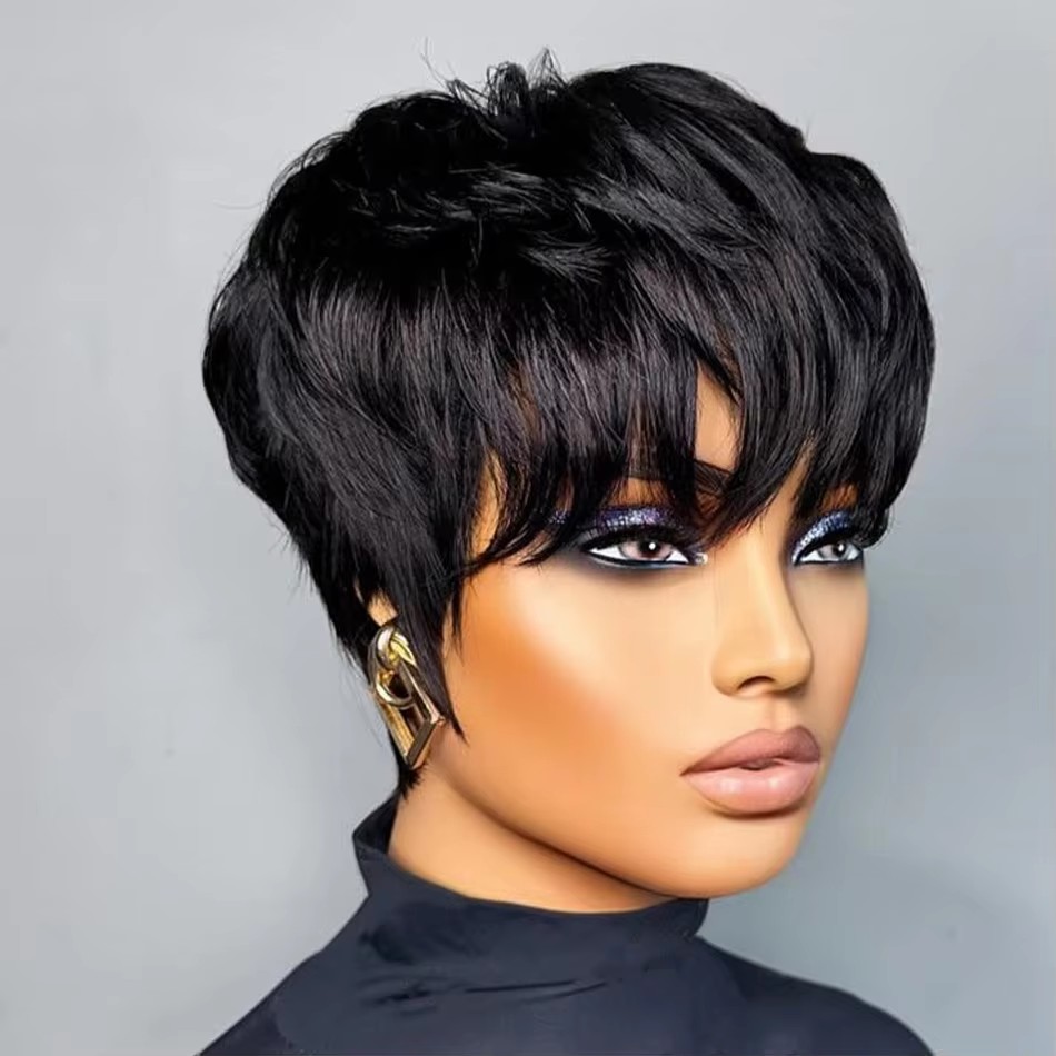 Women's Short Pixie Cut Human  - đánh giá và giá Short Pixie Cut Wig Human Hair Cheap