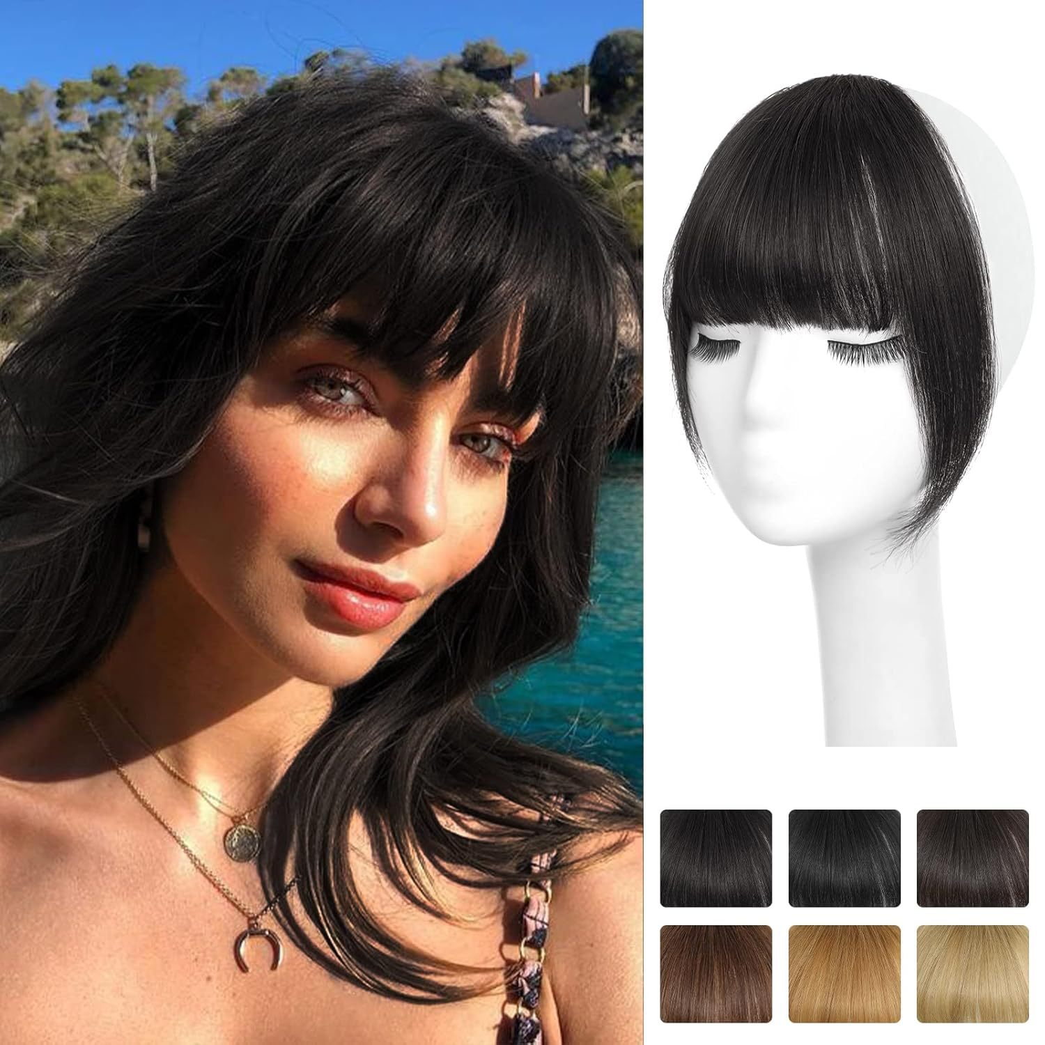 100% Human Hair Bangs Clip-In  - đánh giá và giá Seamless Clip In Hair Extensions Human Hair