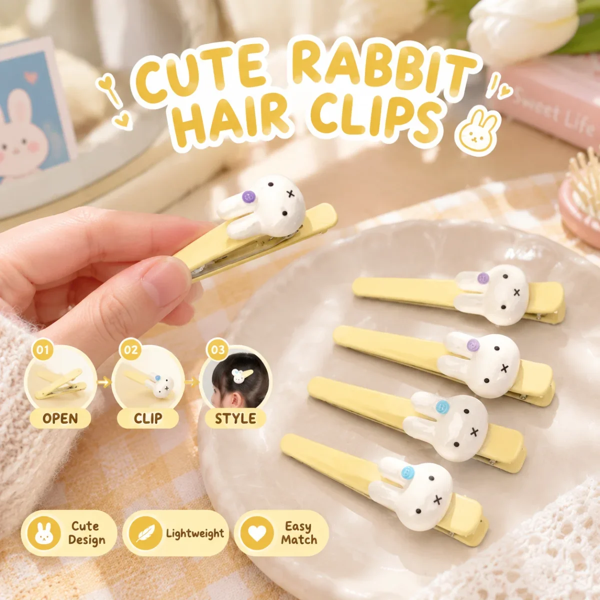 Miffy Rabbit Fringe Hair Clip  - đánh giá và giá Hair Bundles