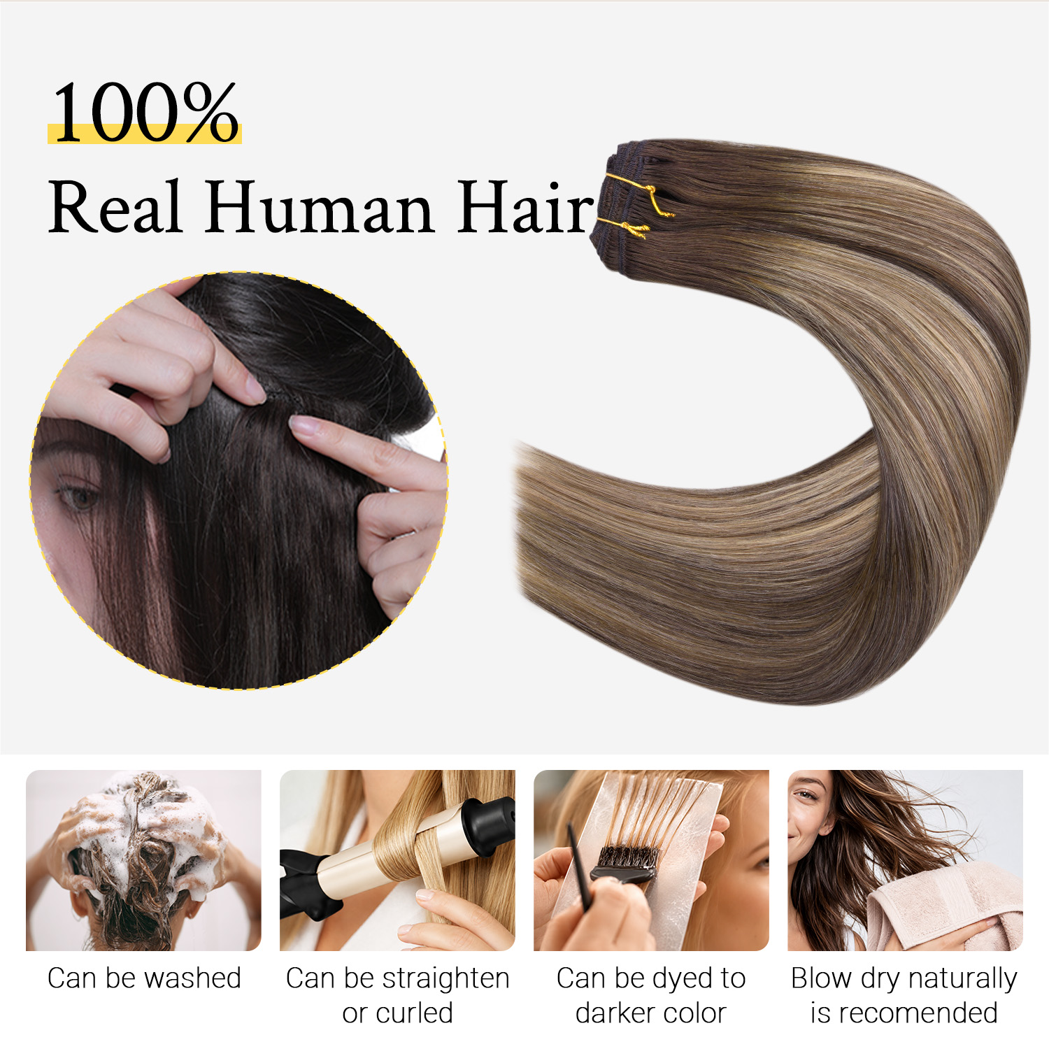 Sunmofavo Clip In Human Hair E - đánh giá và giá Seamless Clip In Hair Extensions Human Hair