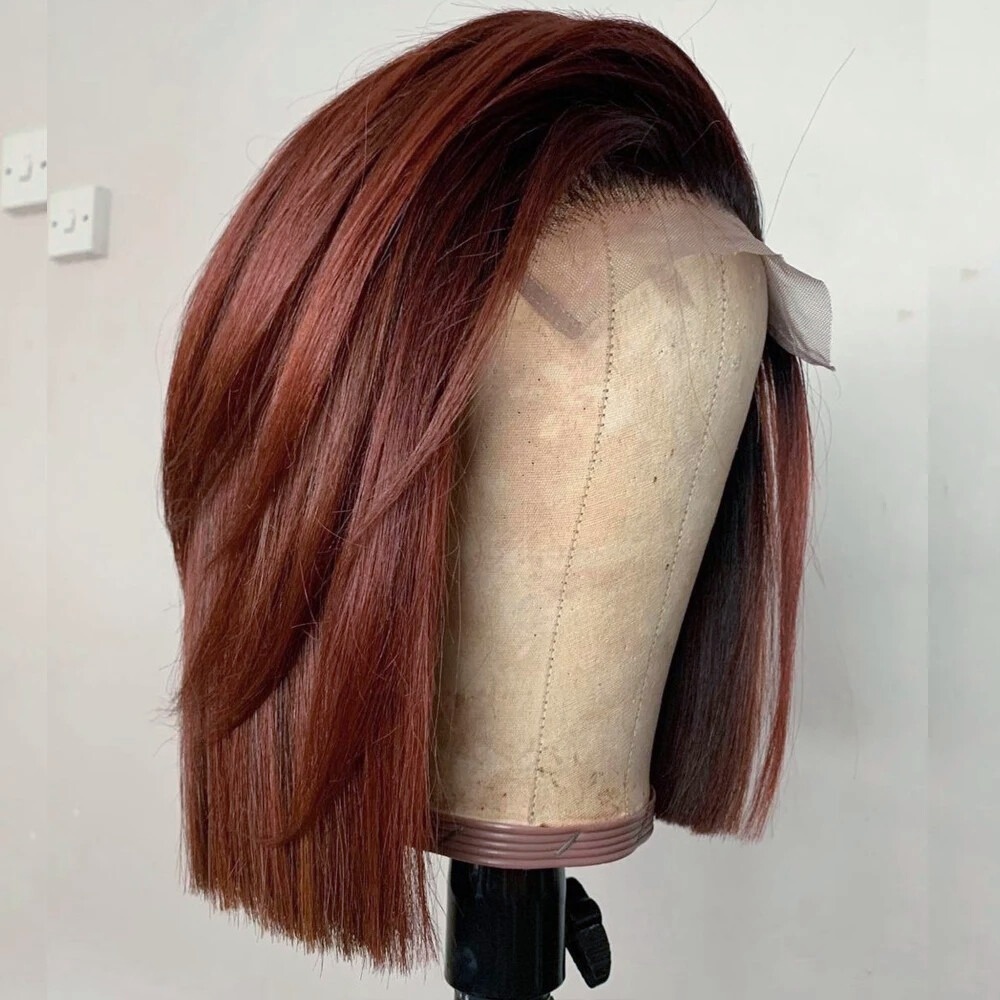 Reddish Brown Wig Short Lace F - đánh giá và giá Pre Parted 13X4 Lace Front Bob Wig