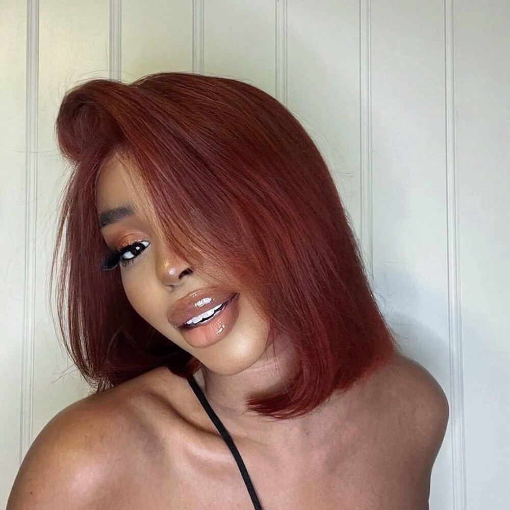 Reddish Brown Wig Short Lace F - đánh giá và giá Pre Parted 13X4 Lace Front Bob Wig