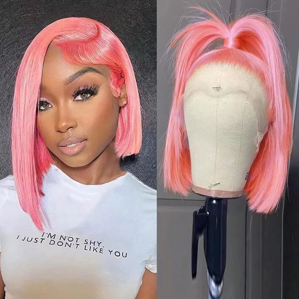 10Inch Pink Bob Wigs Human Hai - đánh giá và giá Glueless Wear And Go Human Hair Wig