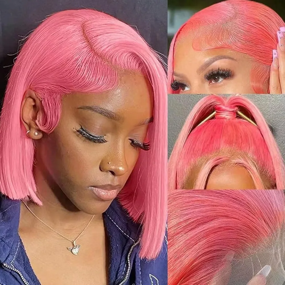 10Inch Pink Bob Wigs Human Hai - đánh giá và giá Glueless Wear And Go Human Hair Wig